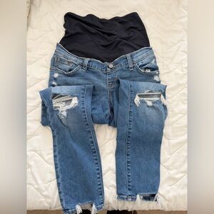 Maternity Abercrombie & Fitch The Super Skinny Ankle Navy and Blue Jeans